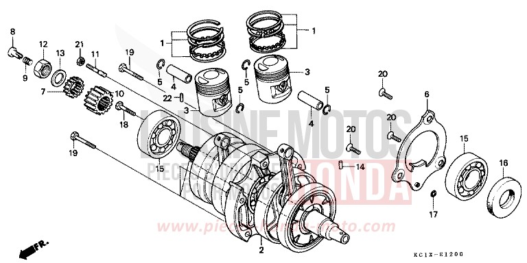 KURBELWELLE/KOLBEN von CB1300 Super Bold'or ABS LUMINOUS RED (R123) von 1982